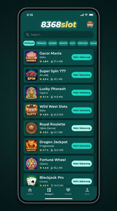Tampilan katalog aplikasi 8368slot