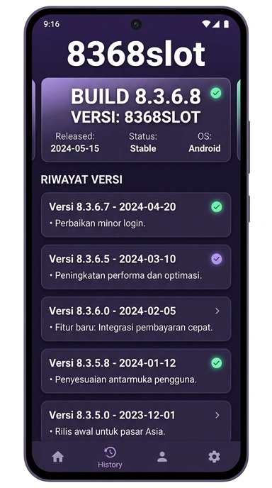 Tampilan riwayat versi 8368slot