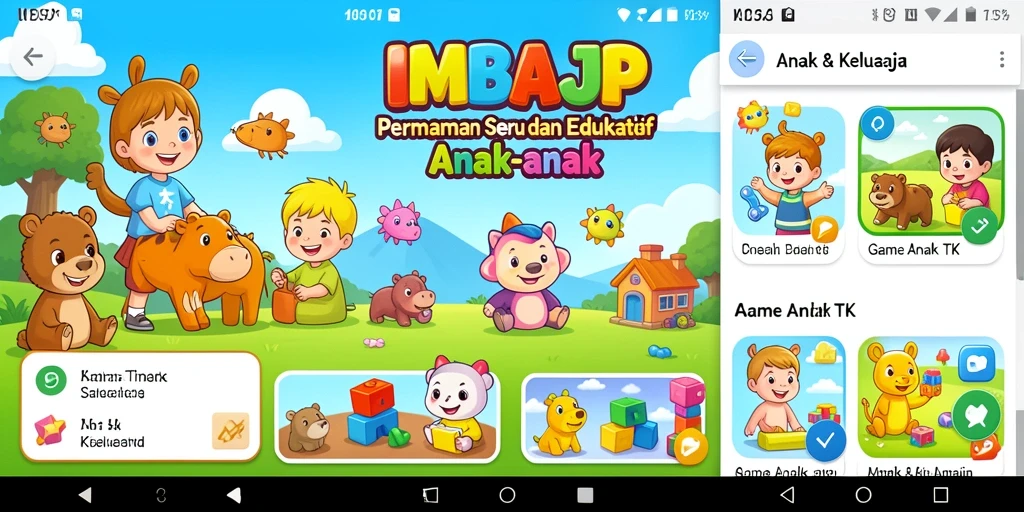 Screenshot antarmuka aplikasi IMBAJP yang menarik untuk anak-anak.