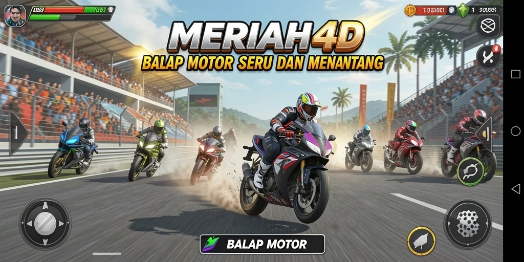 Tampilan antarmuka game Balap Motor yang dinamis dan menarik.